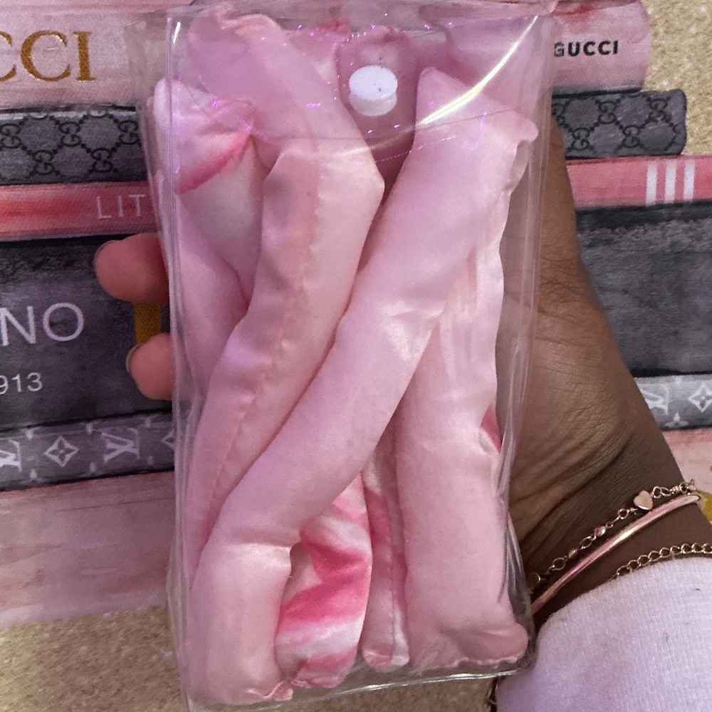 Pink Satin Hair Rollers